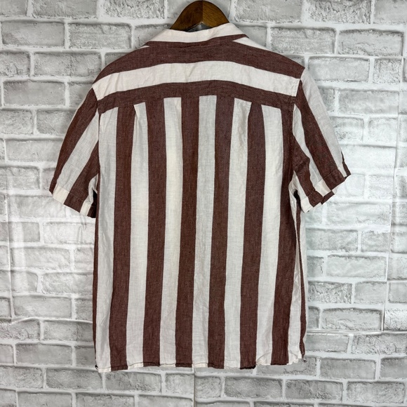 Baird McNutt Murano 100% Linen White Brown Striped Casual Button Up Shirt LARGE - Picture 4 of 7
